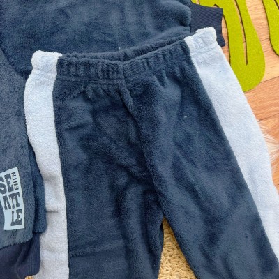Conj. Jaqueta Seattle com Capuz e Calça de Pelinho - Azul Bebê e Marinho